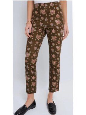 Tuckernuck Hazel Bouquet Ashford Brown Cords Pants Womens M Floral Designer